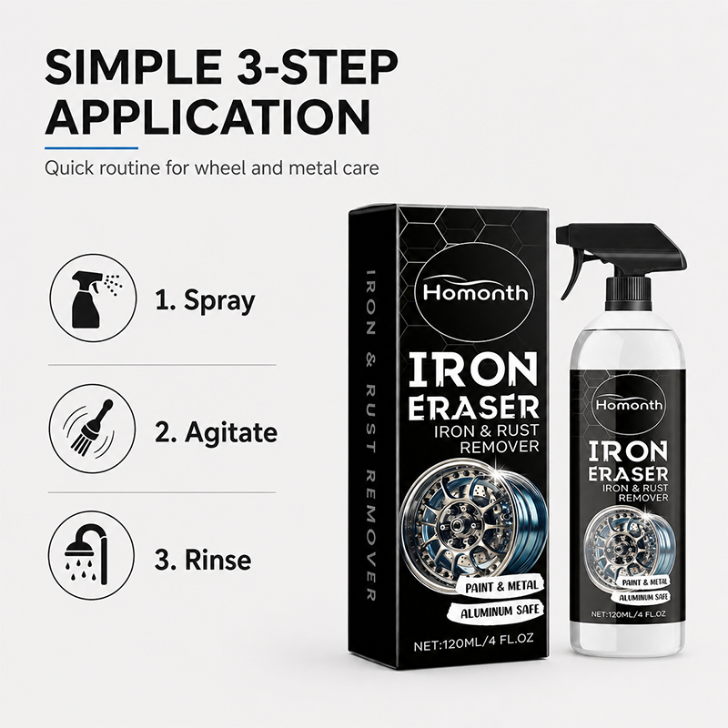 Homonth Iron Eraser Iron & Rust Remover-Fast-Acting Multi-Surface Car Cleaner for Wheels, Paint, Glass & Interior