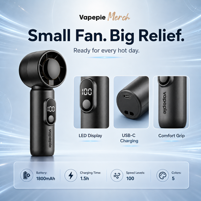 Mini fan product details LED display USB-C charging comfort grip