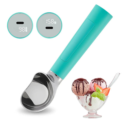 FROSTJOY Heated Ice Cream Scoop Rechargeable Electric Scooper 2 Oz Stainless Steel LED Display IP67 Waterproof Durable for Hard Ice Cream