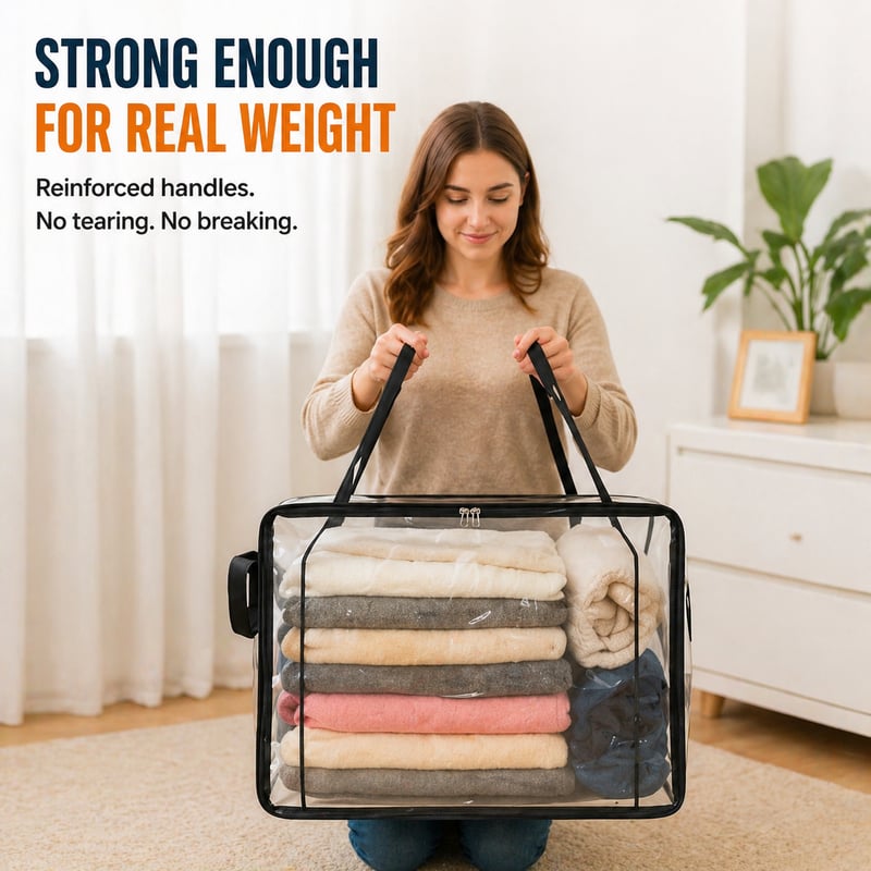 🎁 Last Day Sale 50% OFF📦Large Heavy-Duty Thick Plastic Clear Storage Bag for Clothes, Moving & Storage