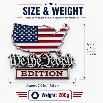 We The People Edition Chrome Auto Emblem-Patriotic 3D Metal Badge for Cars, Trucks, SUVs & Jeeps – Easy Peel-and-Stick Vehicle Upgrade