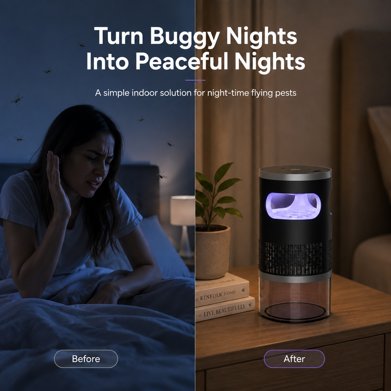 Quiet Indoor Mosquito Trap Lamp – USB Powered UV Suction Bug Catcher