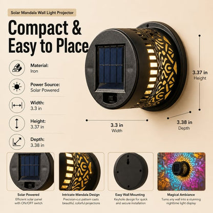 65K+ SOLD!✨Solar Mandala Wall Light | Outdoor Garden Fence Projector Lamp 🪐🌌