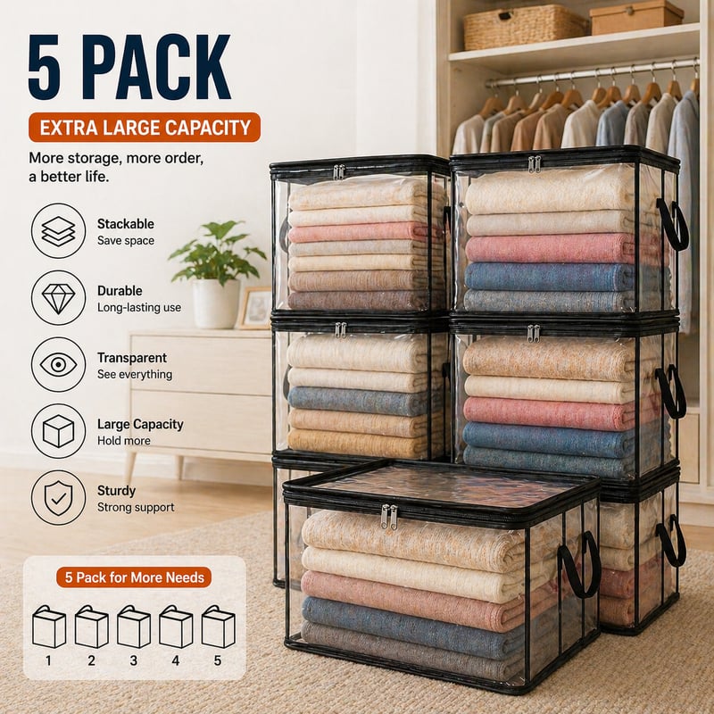 🎁 Last Day Sale 50% OFF📦Large Heavy-Duty Thick Plastic Clear Storage Bag for Clothes, Moving & Storage