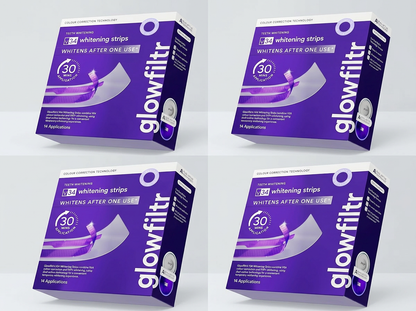 Glowfiltr V34 Whitening Strips, Teeth Whitening Strips, Tooth Stain Treatment, Combining Whitening and Colour Correction