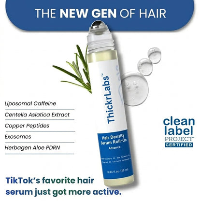 ThickrLabs Advanced Hair Density Roll-On Serum 25 ml | 5% Saw Palmetto, 3% Rosemary, 1% Caffeine Herbasome & 3% Fenugreek | Scalp Serum for Reduced Hair Fall | Men & Women