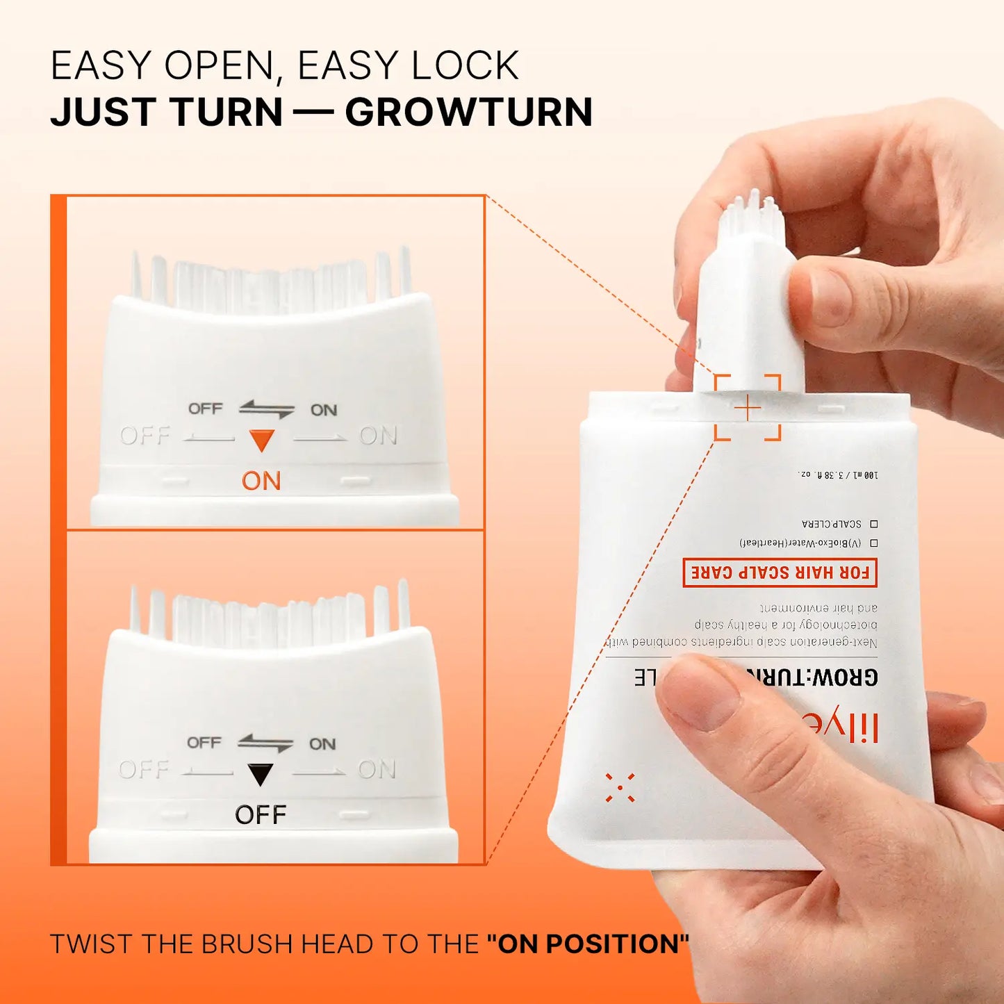 Vibescalp Growturn Hair Growth Serum with Built in Brush for Hair Growth & Thickening