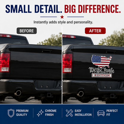We The People Edition Chrome Auto Emblem-Patriotic 3D Metal Badge for Cars, Trucks, SUVs & Jeeps – Easy Peel-and-Stick Vehicle Upgrade