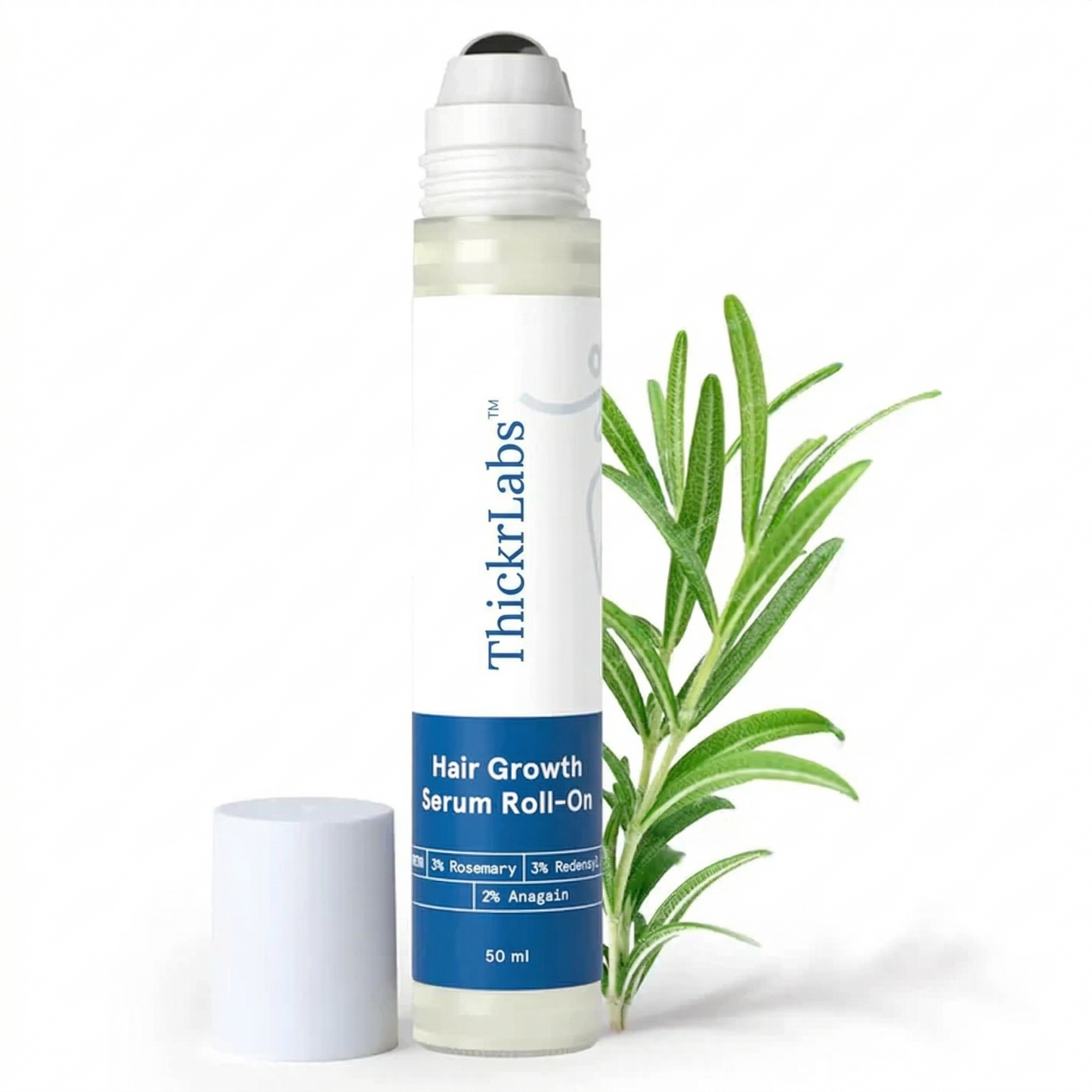 ThickrLabs Advanced Hair Density Roll-On Serum 25 ml | 5% Saw Palmetto, 3% Rosemary, 1% Caffeine Herbasome & 3% Fenugreek | Scalp Serum for Reduced Hair Fall | Men & Women